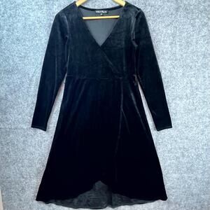 California Bay Co. Dress Womens Medium Black Stretch Velvet Witchy Goth Basic